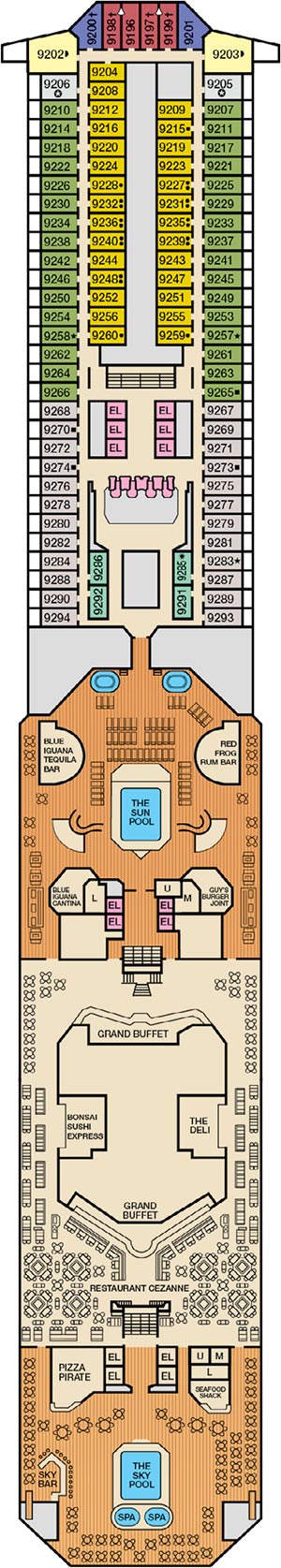 Deck 9 - Lido plan