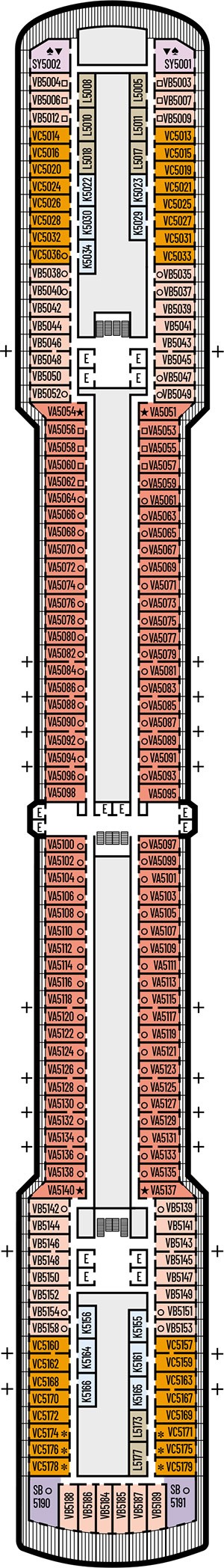 Deck 5 - Verandah Deck plan
