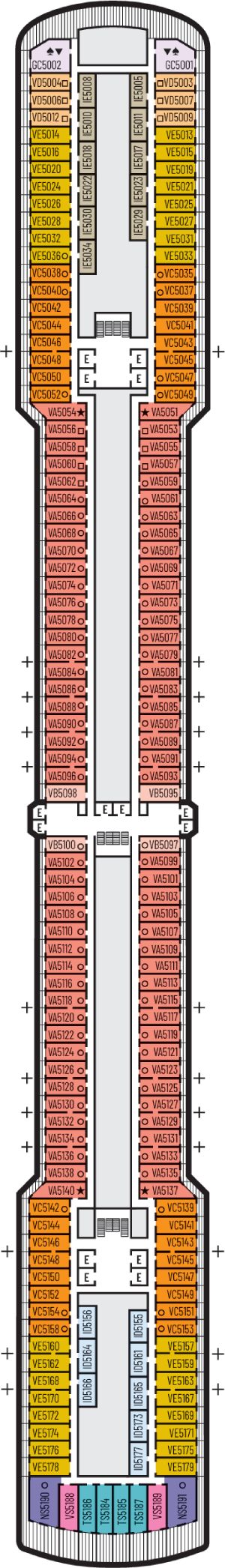 Deck 5 - Verandah Deck plan