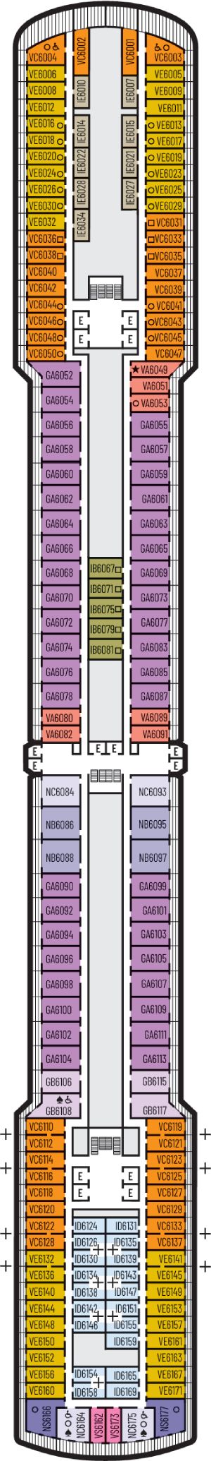 Deck 6 - Up Veranda Deck plan