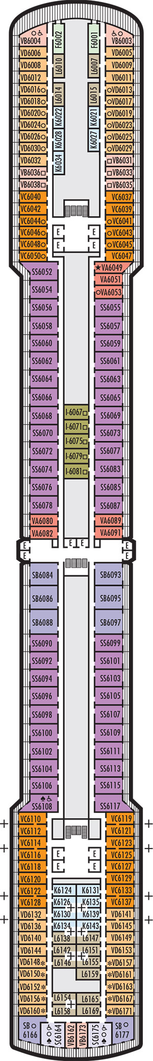Deck 6 - Up Veranda Deck plan