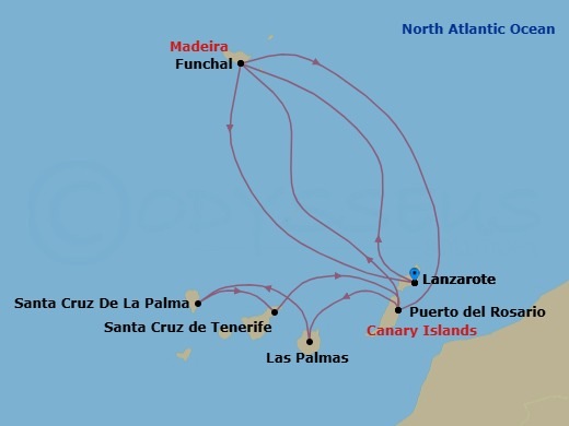 Canary Islands And Madeira, 10 Nights Route Map