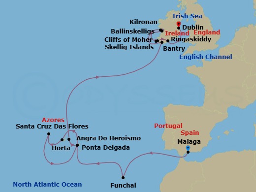 Malaga To Dublin Route Map