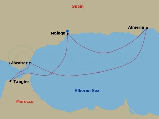 Quick Getaways: Almería, Gibraltar & Tangier Route Map