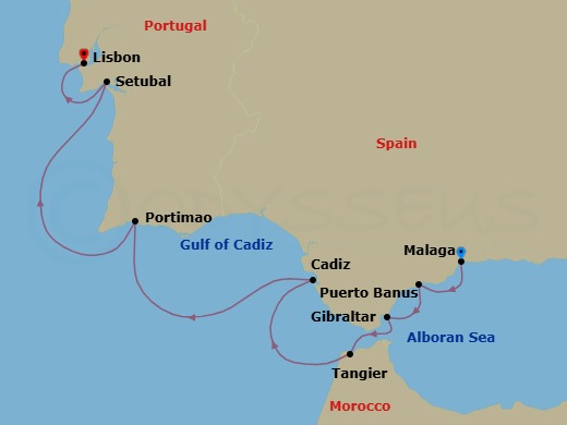 Malaga To Lisbon Route Map