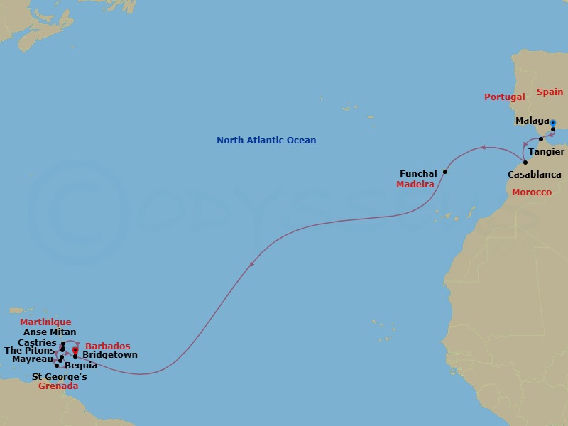 Star Collector: Caribbean Beats & Transatlantic Treats Route Map