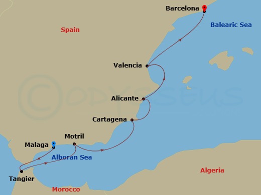 Spain Intensive: Malaga, Valencia & Barcelona Route Map