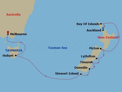 Auckland To Melbourne Route Map