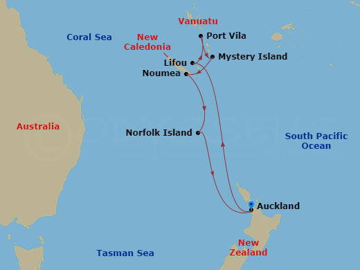 10-Day Vanuatu & New Caledonia Route Map