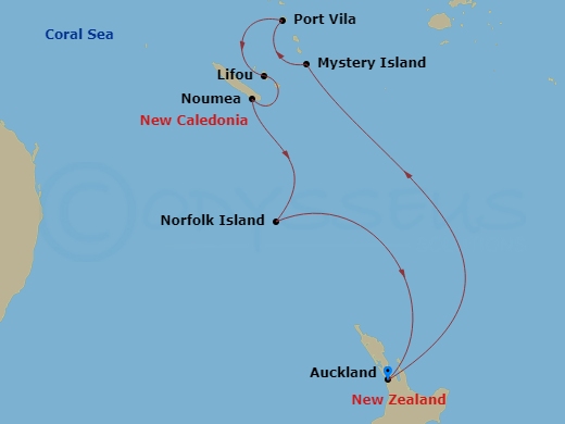 10-Day Vanuatu & New Caledonia Route Map