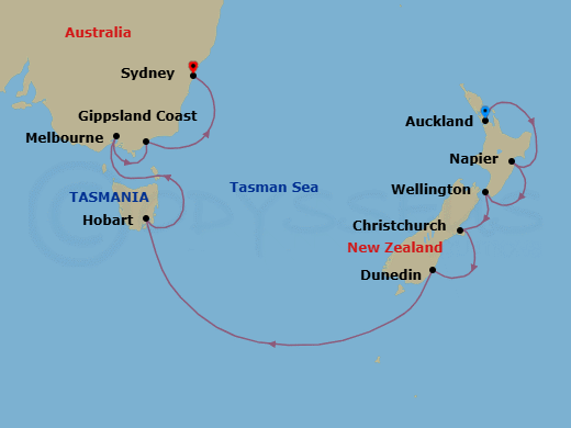 Australia & New Zealand Route Map