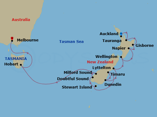 Auckland To Melbourne Route Map