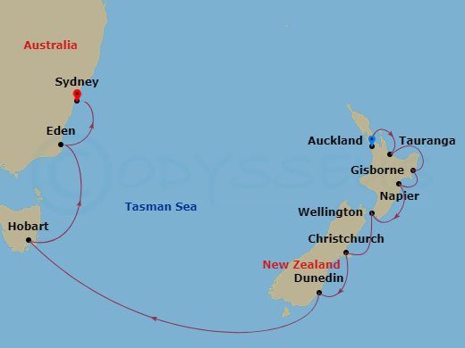 Auckland To Sydney Route Map