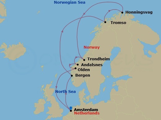Arctic Circle & Norwegian Fjords Route Map