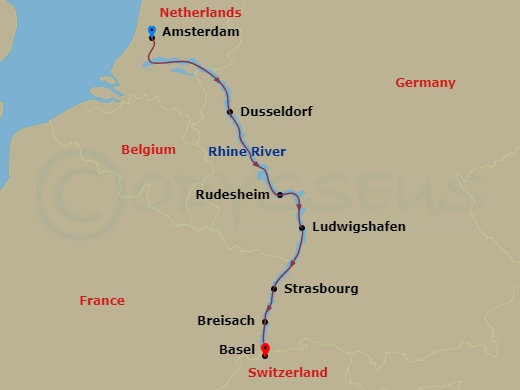 7 Night Captivating Rhine Route Map