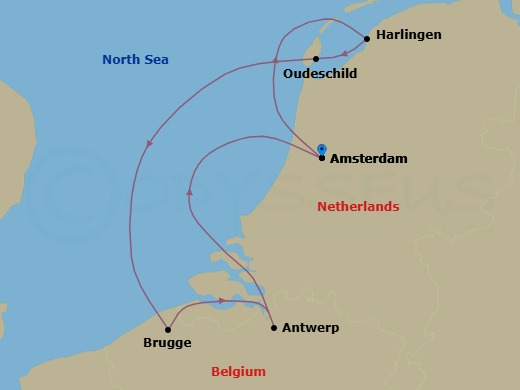 Tulip Season In Holland & Belgium Route Map