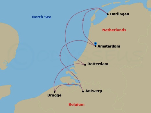 Tulip Season In Holland & Belgium Route Map