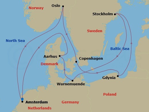 Scandinavia & Stockholm Overnight Route Map