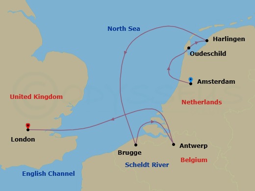 Tulip Season In Holland & Belgium Route Map