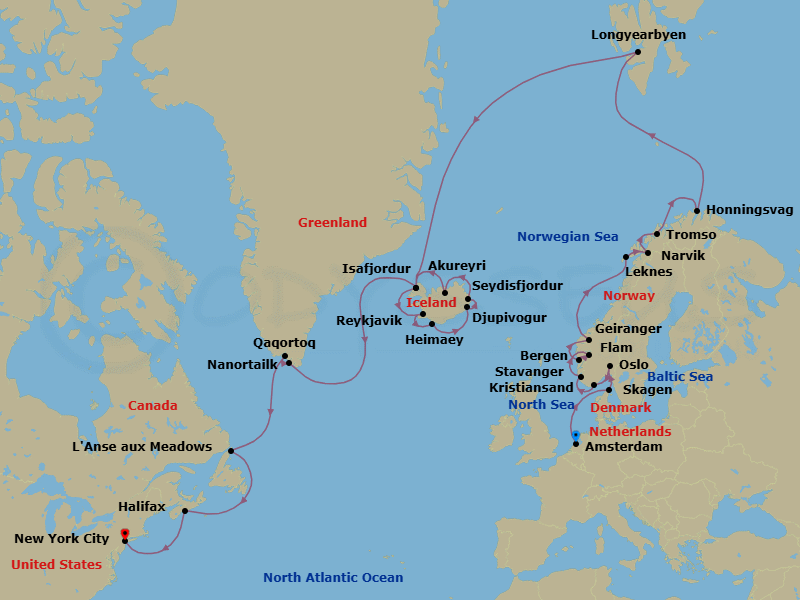 Grand Fjords & Iconic Viking Shores Route Map