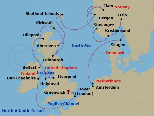 British Isles & Viking Shores Route Map