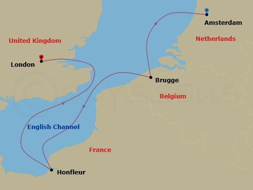 Quick Getaways: Amsterdam, Normandy & London Route Map