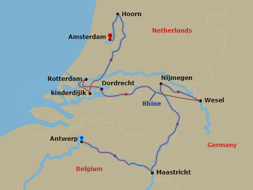 Holland & Belgium Route Map