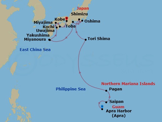 Apra To Kobe Route Map