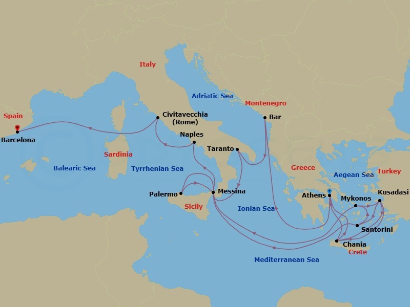 The Best Of The Mediterranean Route Map