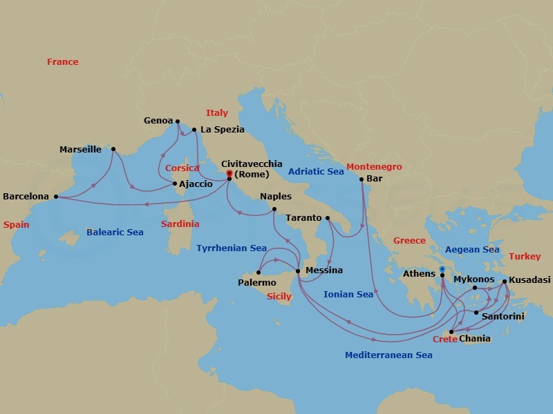 The Best Of The Mediterranean Route Map