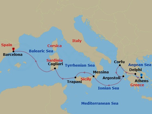 A Piece Of Greece, A Slice Of Sicily And The Corinth Canal Route Map