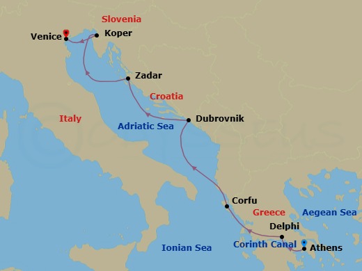 Winter In Croatia & Greece Route Map