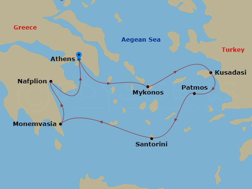 Treasures Of The Greek Isles Route Map