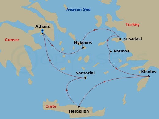Greece & Aegean Islands Cruise Route Map
