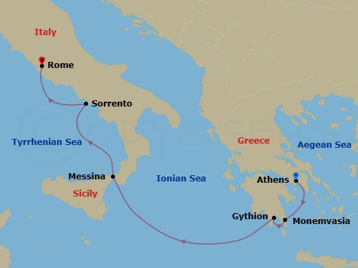 Enchanting Greece & The Amalfi Coast Route Map