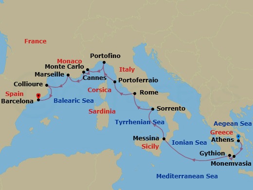 Star Collector: Riches Of The Rivieras, Romans, And Greeks Route Map