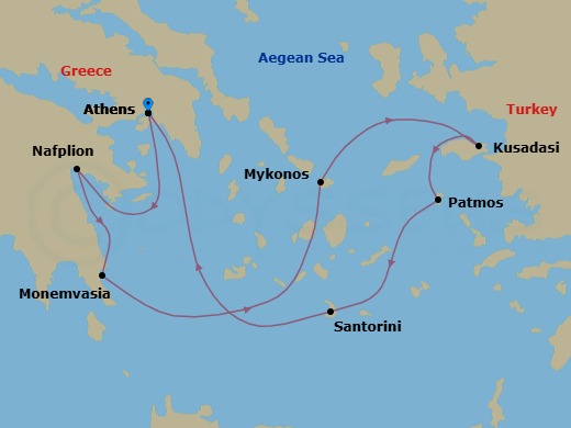 Treasures Of The Greek Isles Route Map