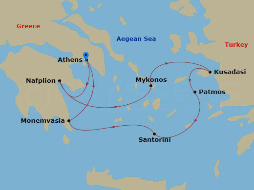 Treasures Of The Greek Isles Route Map