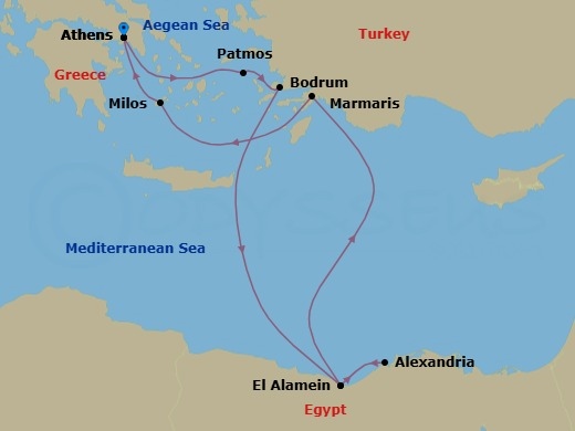 Grand Mediterranean Featuring Egypt Route Map