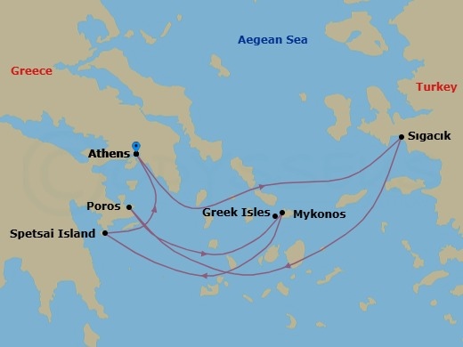 Greece Roundtrip: Aegean Shores Route Map