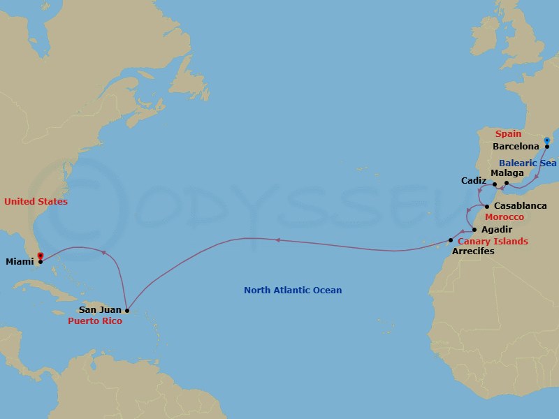 Maritime Magic To Miami Route Map