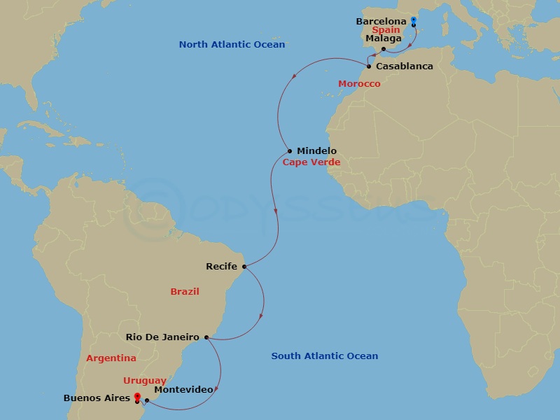 Southern Atlantic Crossing Route Map