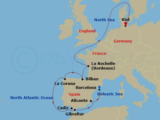 Northern Europe, 10 Nights Route Map