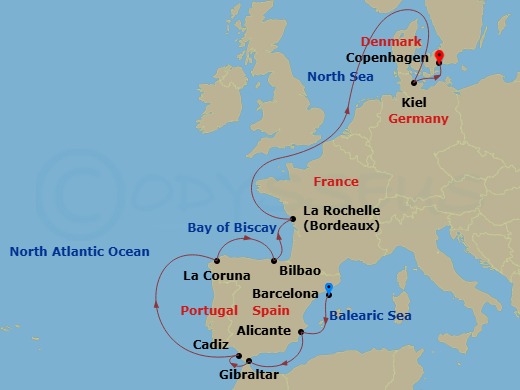 Northern Europe, 11 Nights Route Map