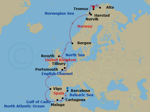 From Iberia To The Northern Lights Route Map