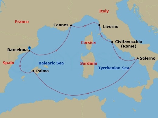 Italy, French Riviera & Spain Route Map
