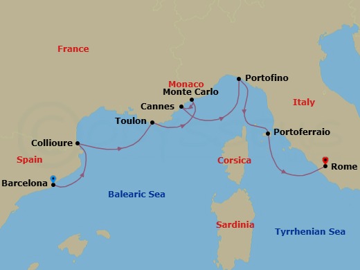 Yachtsman's Harbors Of The Rivieras Route Map