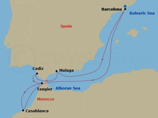 7 Night Spain & Morocco Route Map