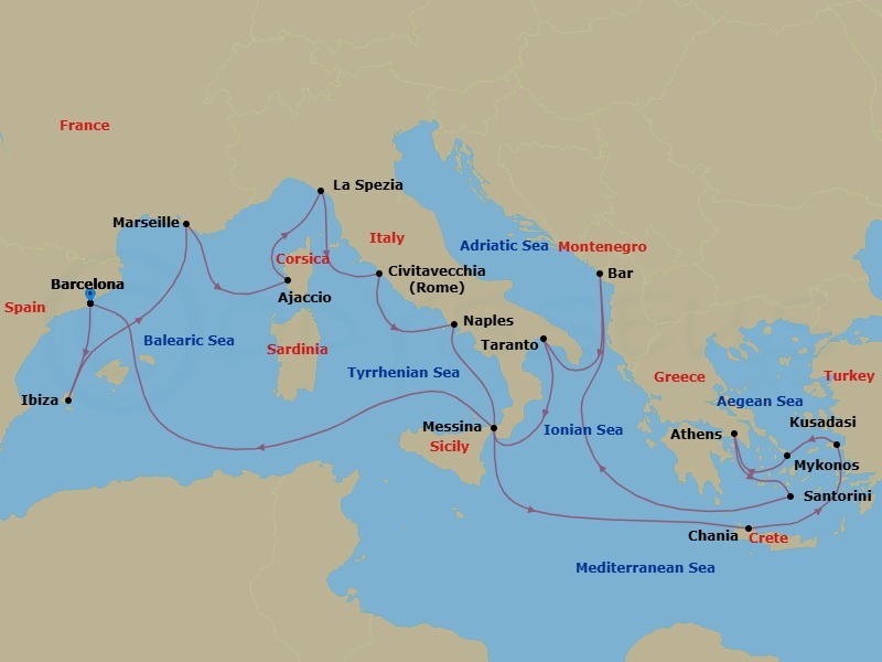 The Best Of The Mediterranean Route Map