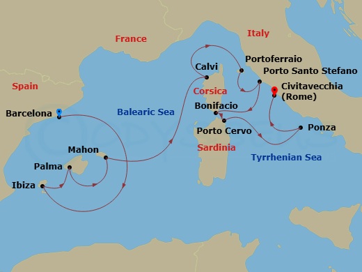 Idyllic Islands Of The Mediterranean Route Map